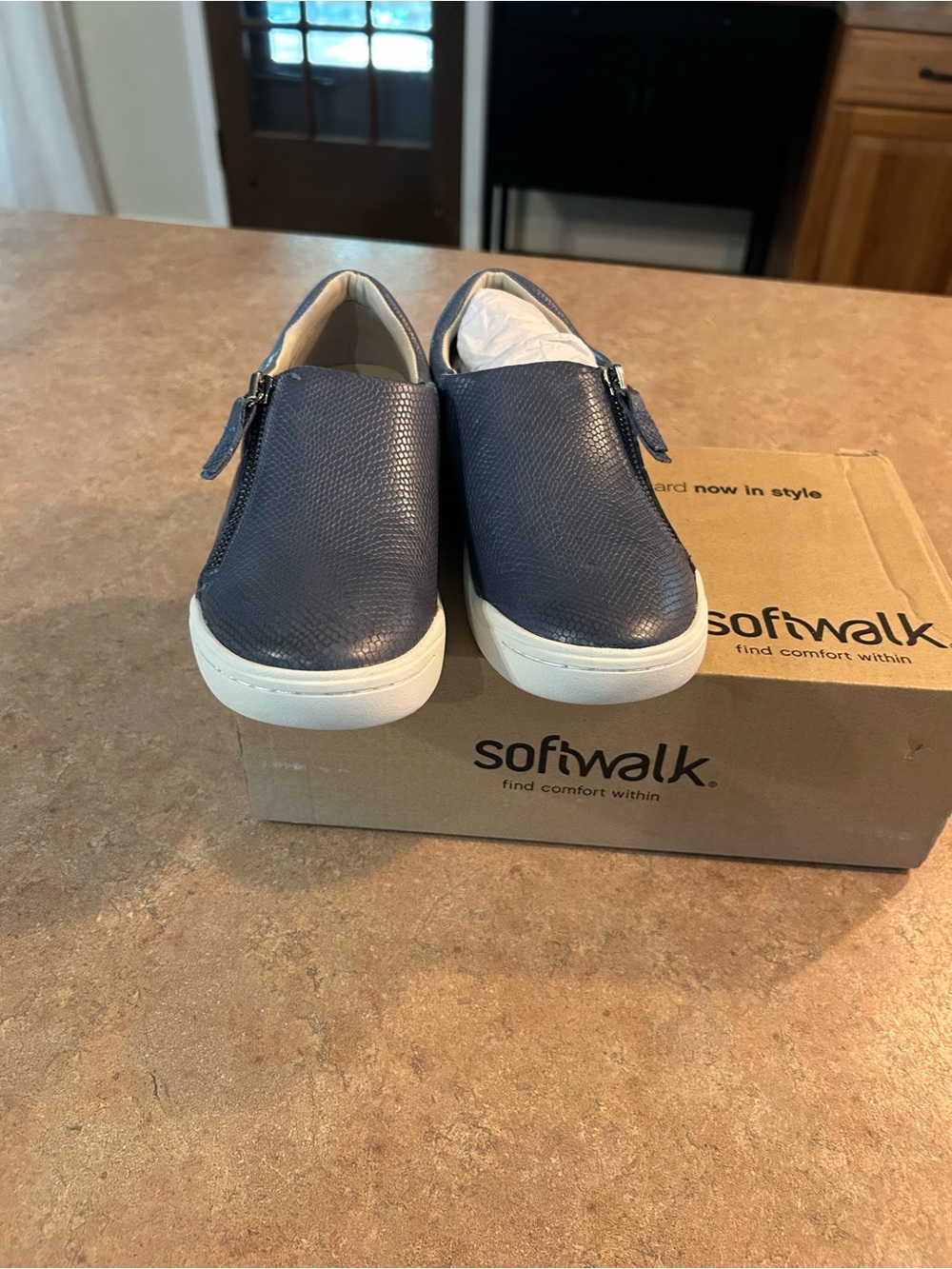 SoftWalk Arezzo Blue Snake Printed Sneakers